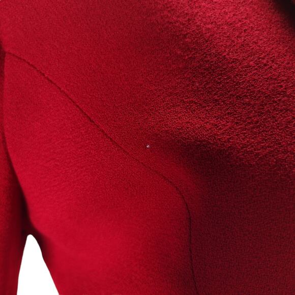 Vintage Bicci Florine Wachter Red Wool Power Suit 10 Jacket Skirt 80s Velvet - Picture 10 of 16